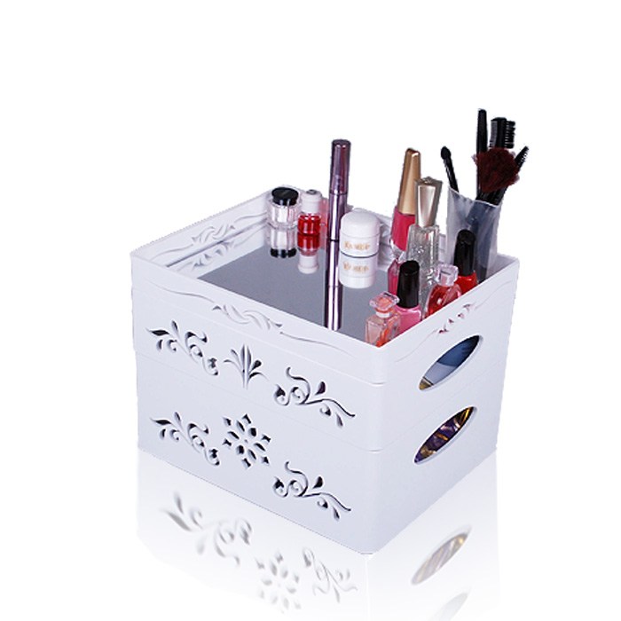 #Model-XI6146進口白色亞加力多功能時尚化妝品三層組合亞加力收納箱