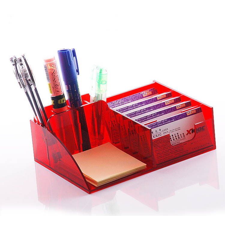 #Model-XI8050半透明紅色亞加力名片盒，亞加力筆筒